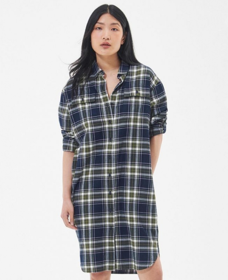 Navy / Green Women Barbour Fairbarn Dress | US-5023KJLUF