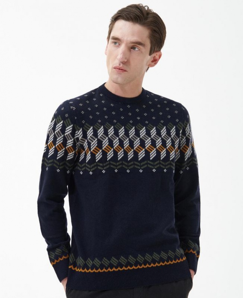 Navy / Green / Grey Men Barbour Tursdale Knitted Sweater | US-1803GMNKE