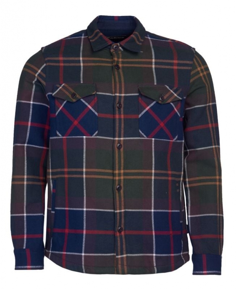 Navy / Green / Red Men Barbour Cannich Overshirt | US-6278RWJSC