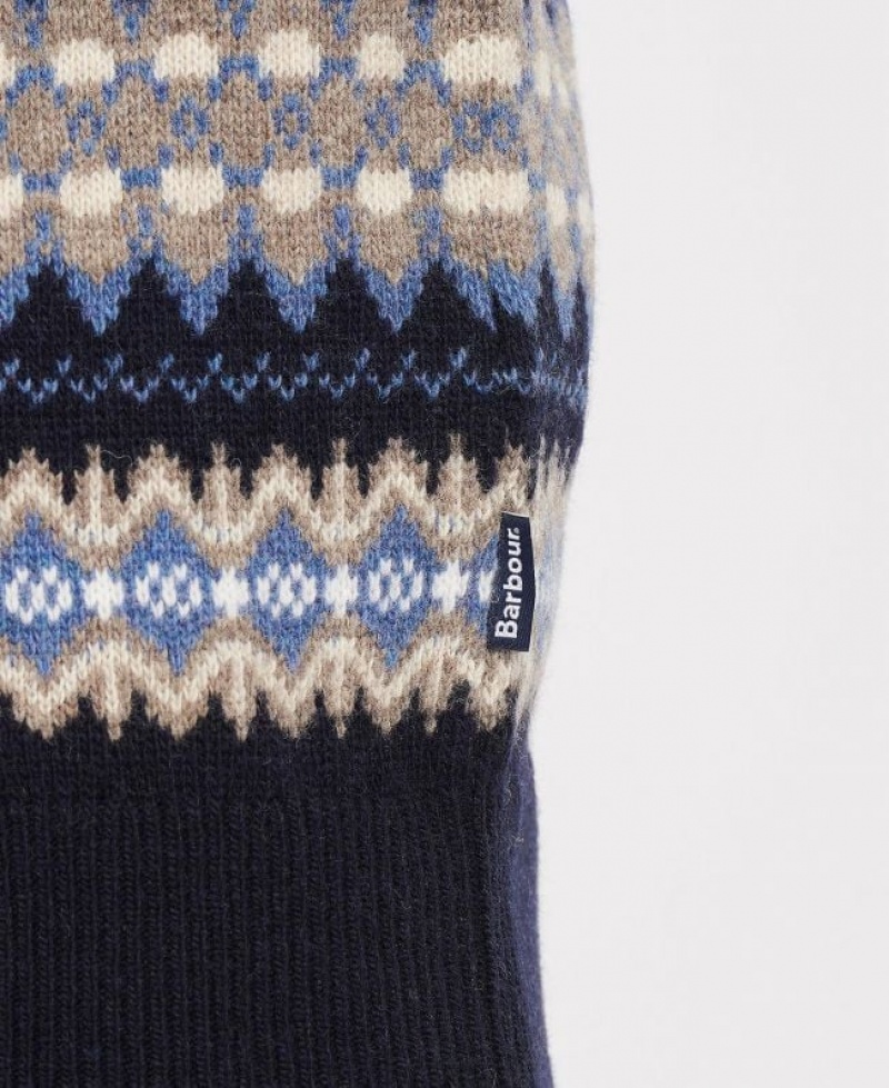 Navy / Grey Men Barbour Case Fair Isle Crew Sweater | US-8649UVALZ