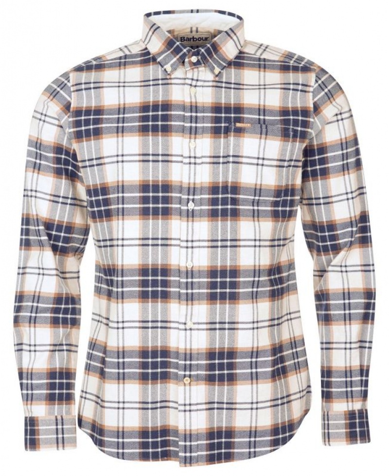 Navy / Grey Men Barbour Portdown Tailored Shirts | US-2491AFUIQ