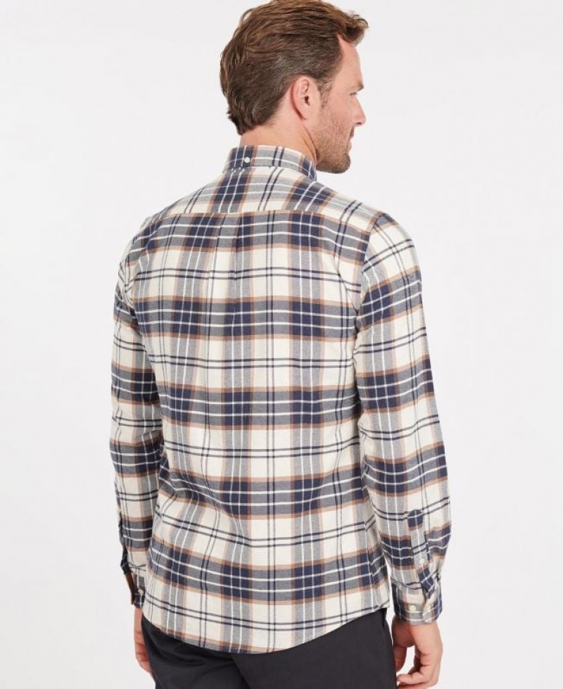 Navy / Grey Men Barbour Portdown Tailored Shirts | US-2491AFUIQ