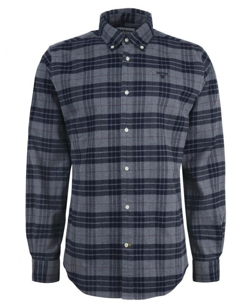 Navy / Grey Men Barbour Swinton Tailored Shirts | US-7108RPUSA