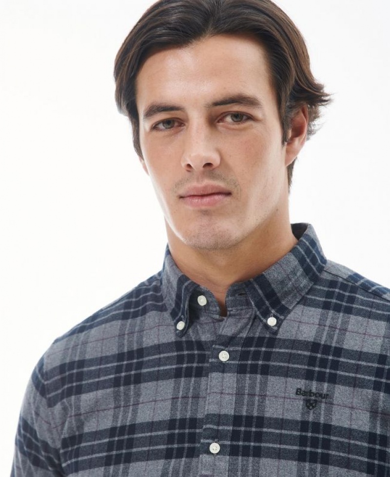 Navy / Grey Men Barbour Swinton Tailored Shirts | US-7108RPUSA