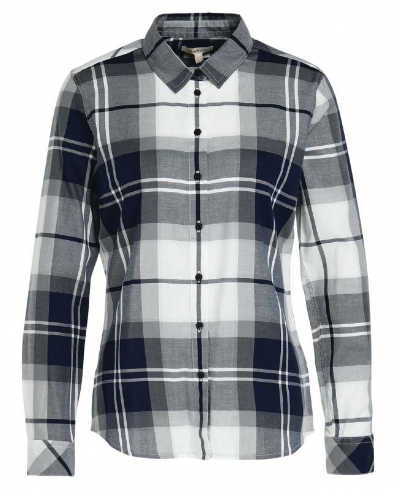 Navy / Grey Women Barbour Bredon Shirts | US-9175QHKCE