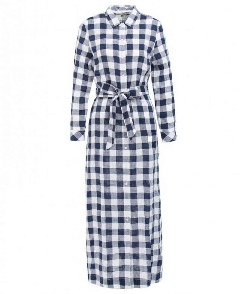 Navy / Grey / White Women Barbour Marine Maxi Dress | US-7485ZVQYK