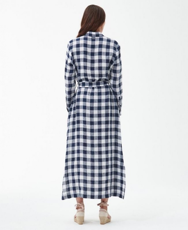 Navy / Grey / White Women Barbour Marine Maxi Dress | US-7485ZVQYK