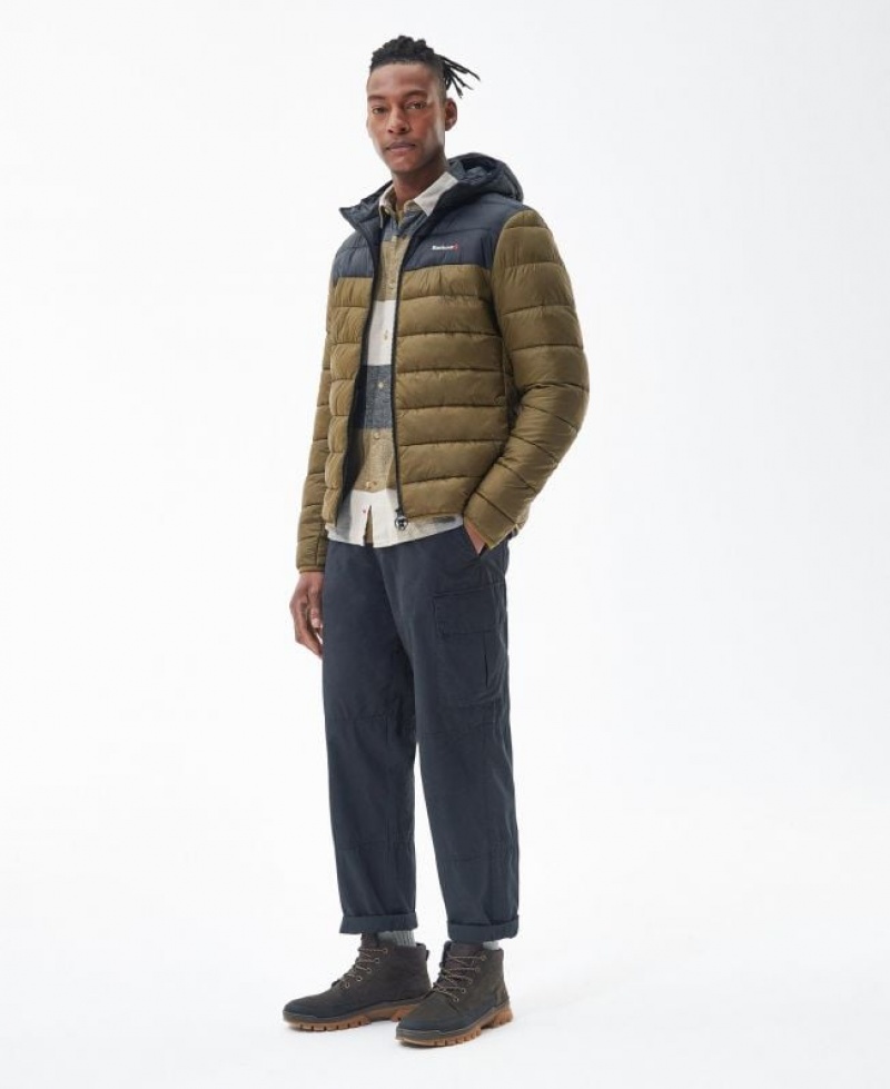 Navy / Khaki Men Barbour Kendle Baffle Quilted Jacket | US-1237GEXVZ