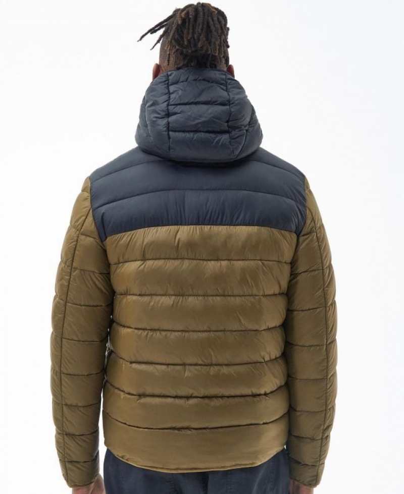 Navy / Khaki Men Barbour Kendle Baffle Quilted Jacket | US-1237GEXVZ