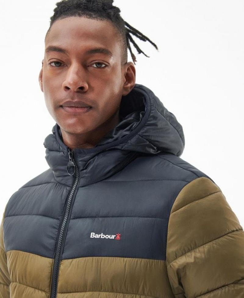 Navy / Khaki Men Barbour Kendle Baffle Quilted Jacket | US-1237GEXVZ