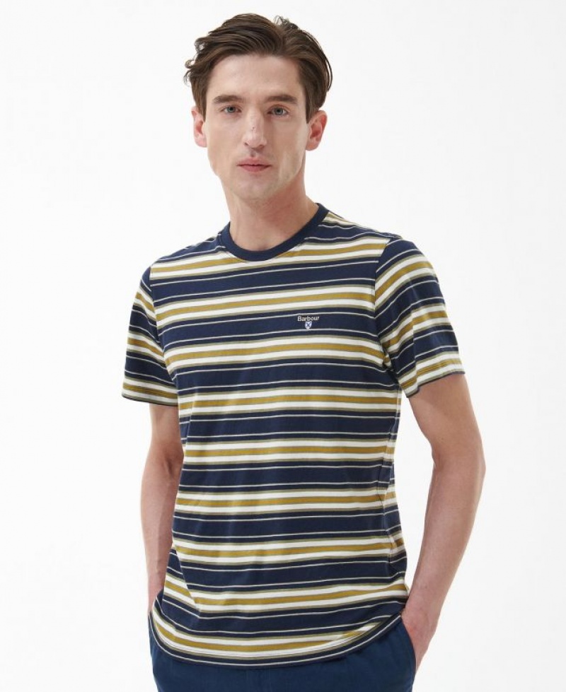 Navy / Olive Men Barbour Boldron T-Shirts | US-8361PSCAT