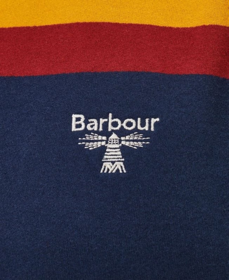 Navy / Red / Orange Men Barbour Beacon Lorton Crew Neck Sweatshirt | US-9652KHMRQ