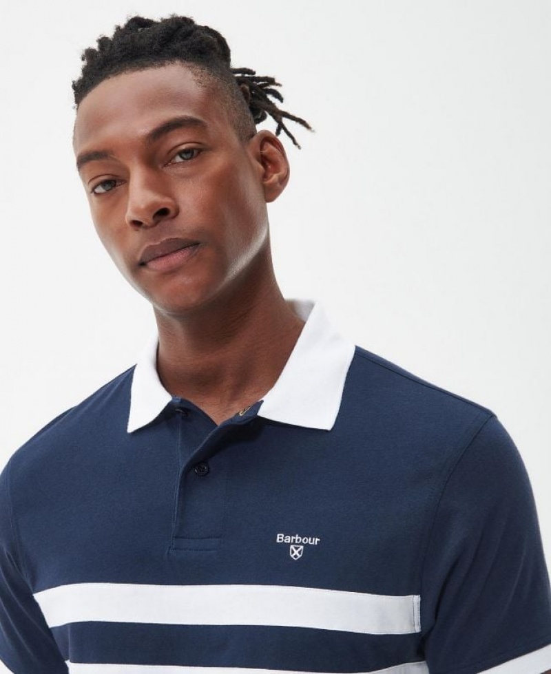 Navy / White Men Barbour Bonnington Polo Shirt | US-2095SXMDB