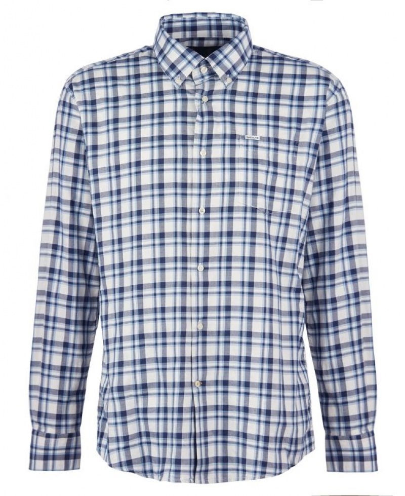 Navy / White Men Barbour Turville Regular Shirts | US-5732AHEZD