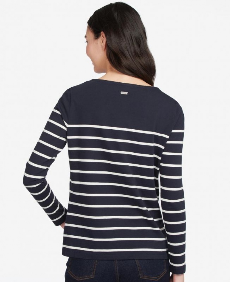 Navy / White Women Barbour Bradley Blouses | US-5384EOLWV