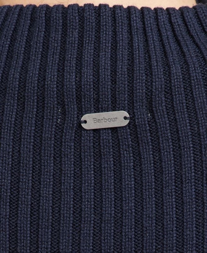 Navy / White Women Barbour Stripe Guernsey Knit Sweater | US-2941ZXRUH