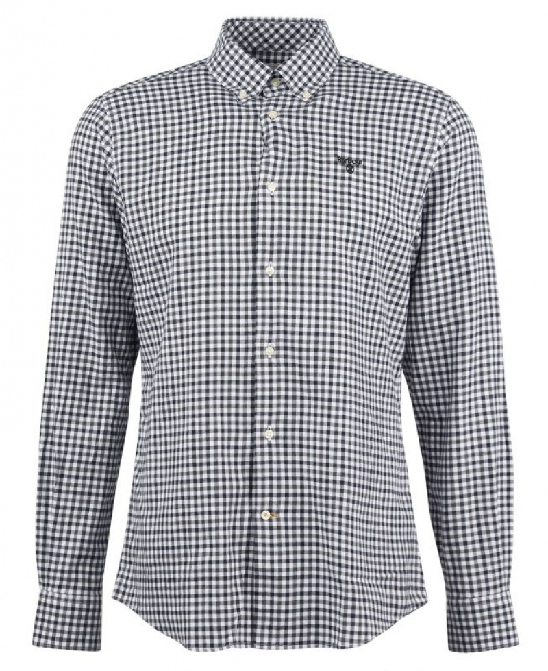 Navy / White / Grey Men Barbour Finkle Tailored Shirts | US-3986LIUKN