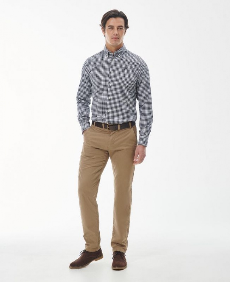 Navy / White / Grey Men Barbour Finkle Tailored Shirts | US-3986LIUKN