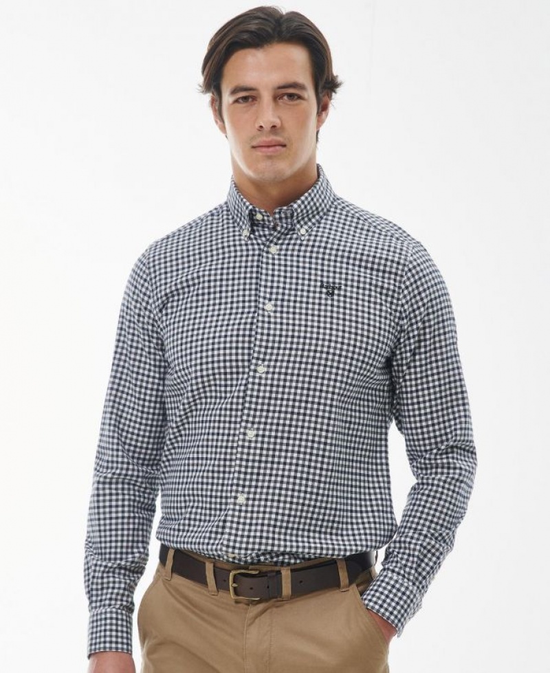 Navy / White / Grey Men Barbour Finkle Tailored Shirts | US-3986LIUKN