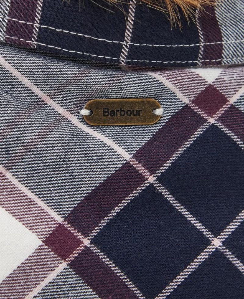 Navy / White / Grey Women Barbour Pendula Shirts | US-1962YEFLX