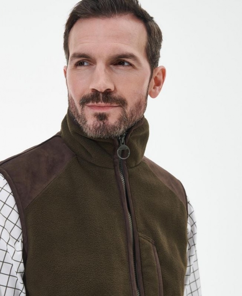 Olive Men Barbour Active Fleece Vest | US-7462YKPTG