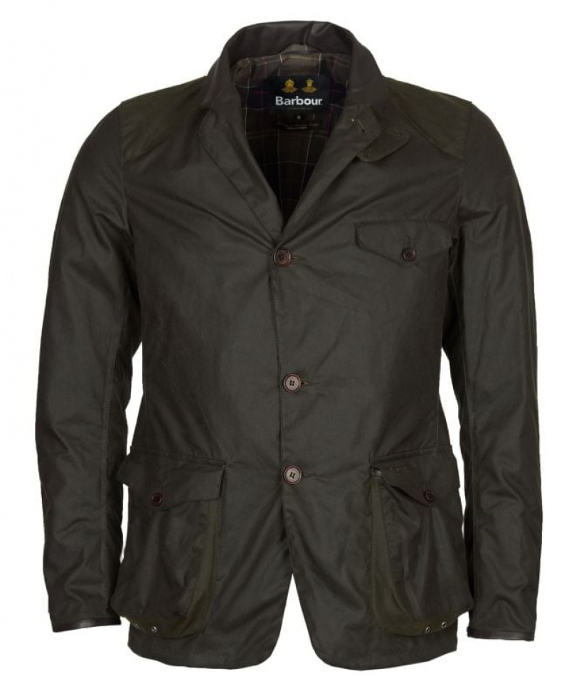 Olive Men Barbour Beacon Sports Waxed Jacket | US-0914OVXQA