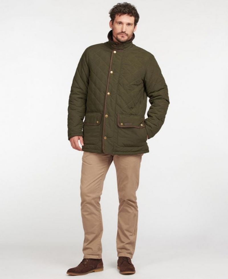 Olive Men Barbour Burton Quilted Jacket | US-7085PKLSM