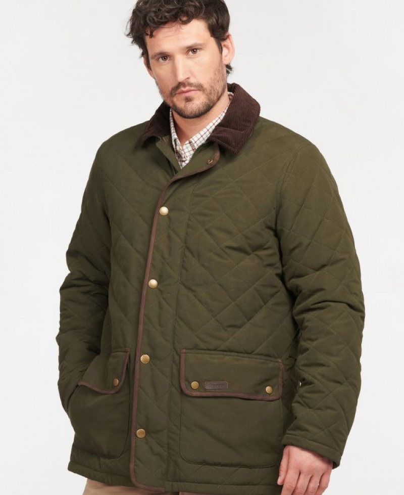 Olive Men Barbour Burton Quilted Jacket | US-7085PKLSM