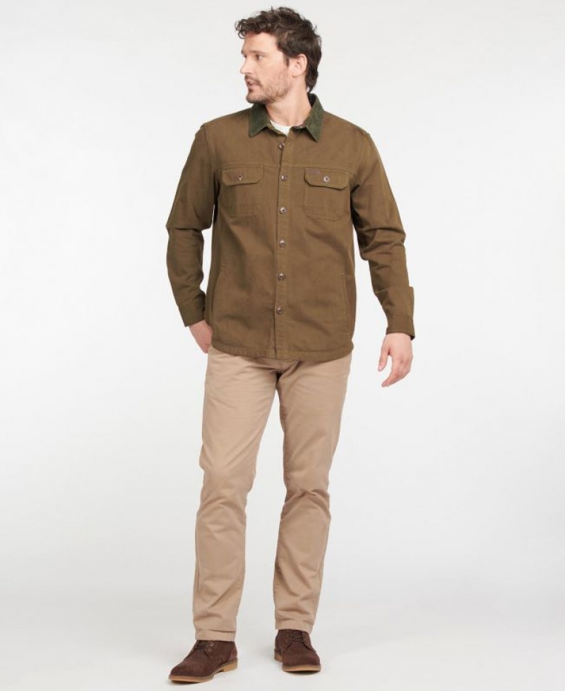 Olive Men Barbour Catbell Overshirt | US-6309NKVOL