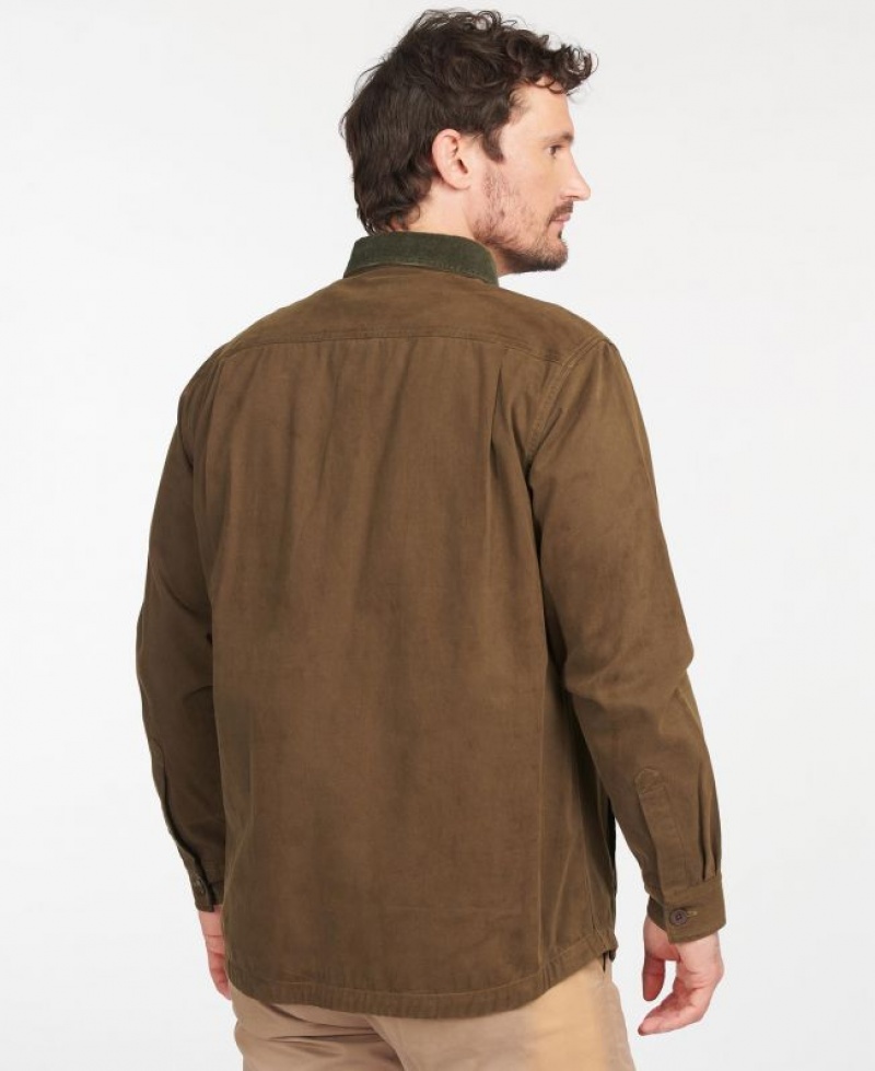 Olive Men Barbour Catbell Overshirt | US-6309NKVOL