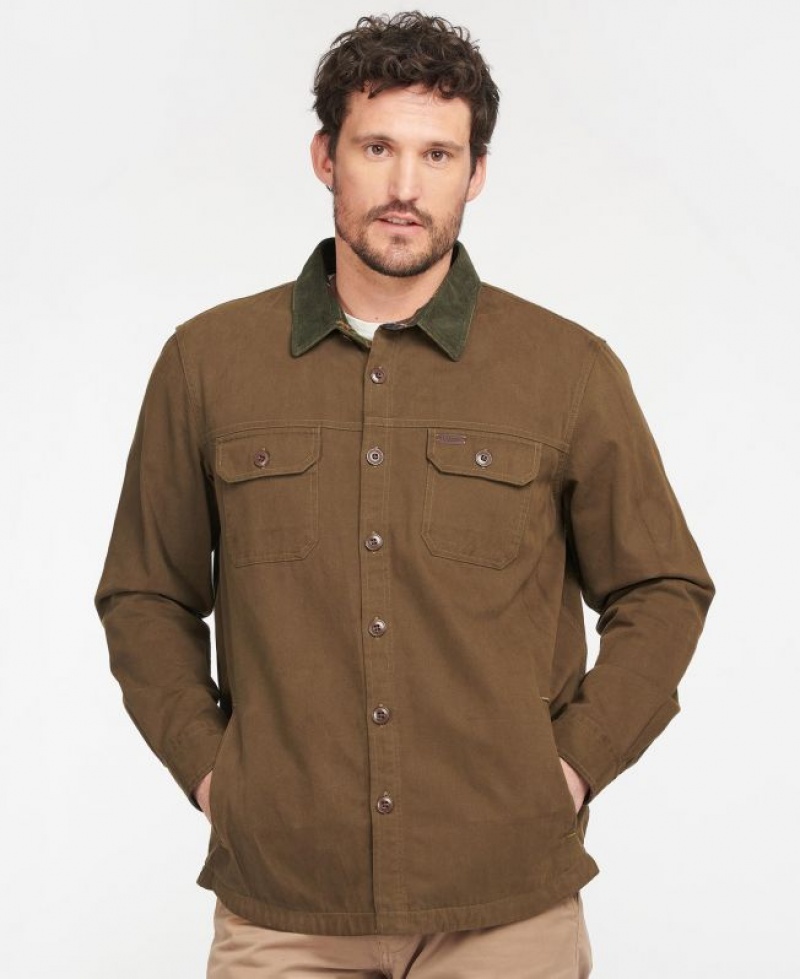 Olive Men Barbour Catbell Overshirt | US-6309NKVOL