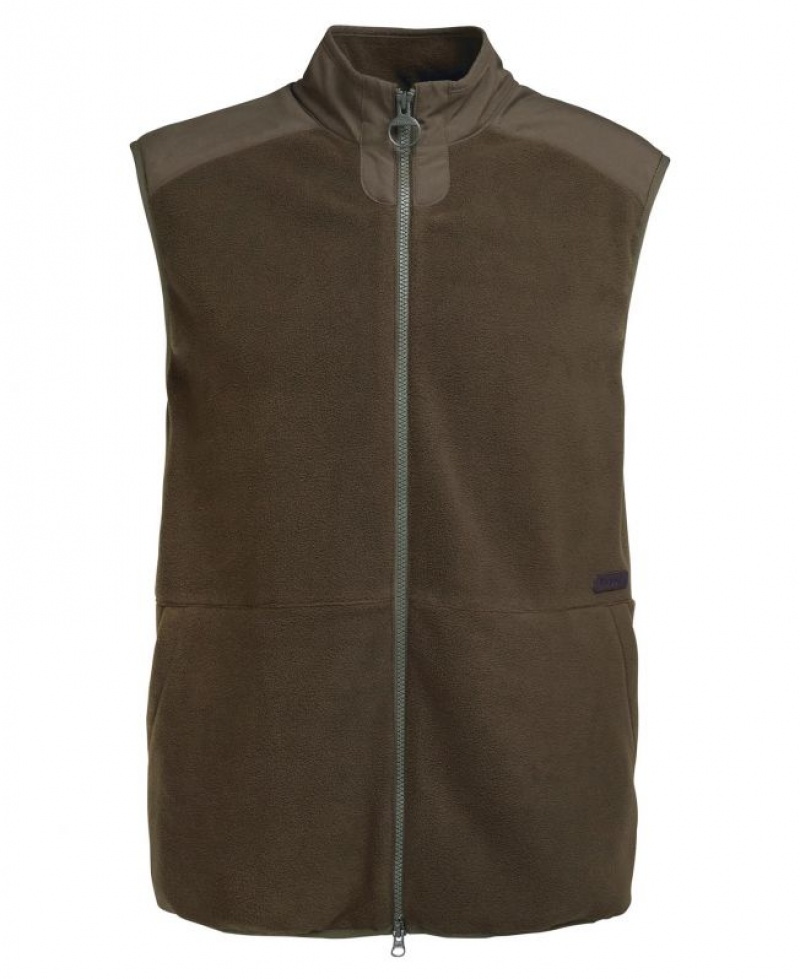 Olive Men Barbour Country Fleece Vest | US-6835RMJEZ