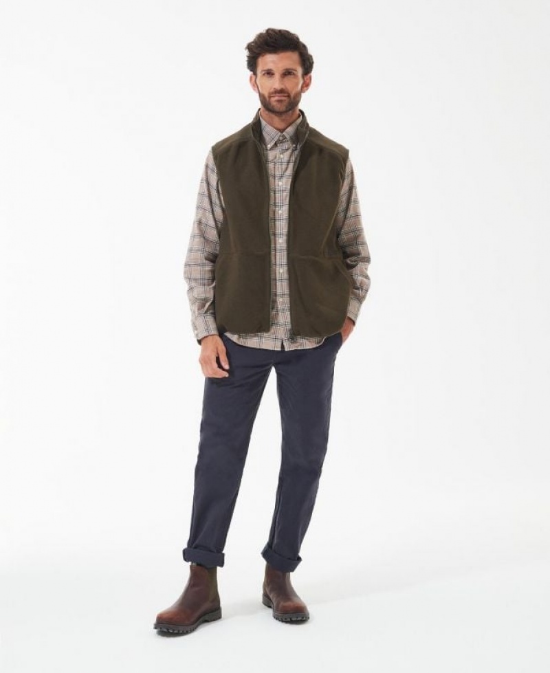 Olive Men Barbour Country Fleece Vest | US-6835RMJEZ