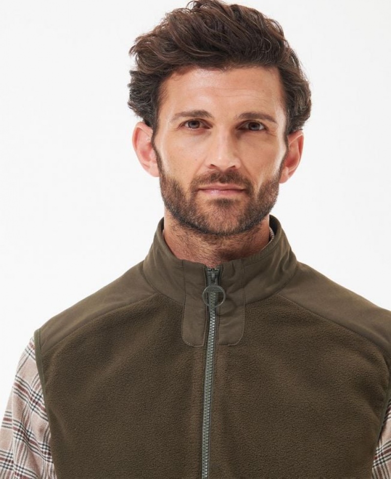 Olive Men Barbour Country Fleece Vest | US-6835RMJEZ