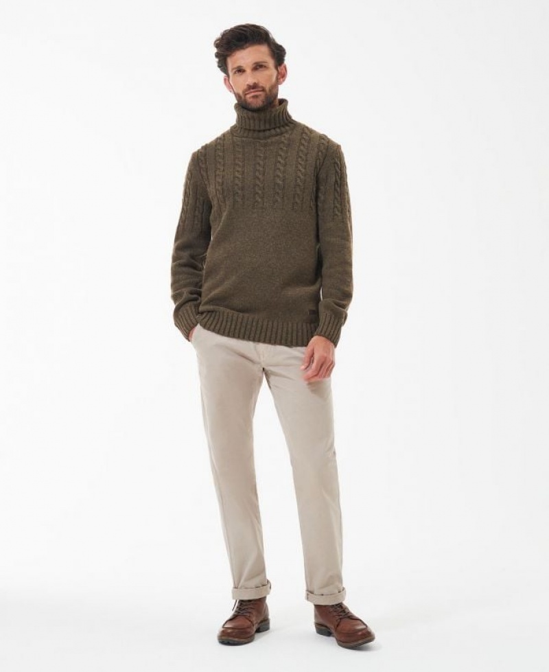 Olive Men Barbour Duffle Knitted Sweater | US-9258JQVUB