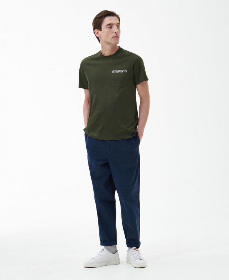 Olive Men Barbour Durness Pocket T-Shirts | US-3806HQFML