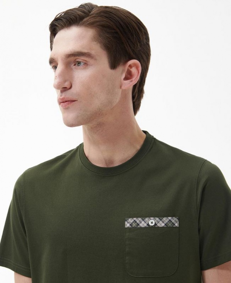 Olive Men Barbour Durness Pocket T-Shirts | US-3806HQFML