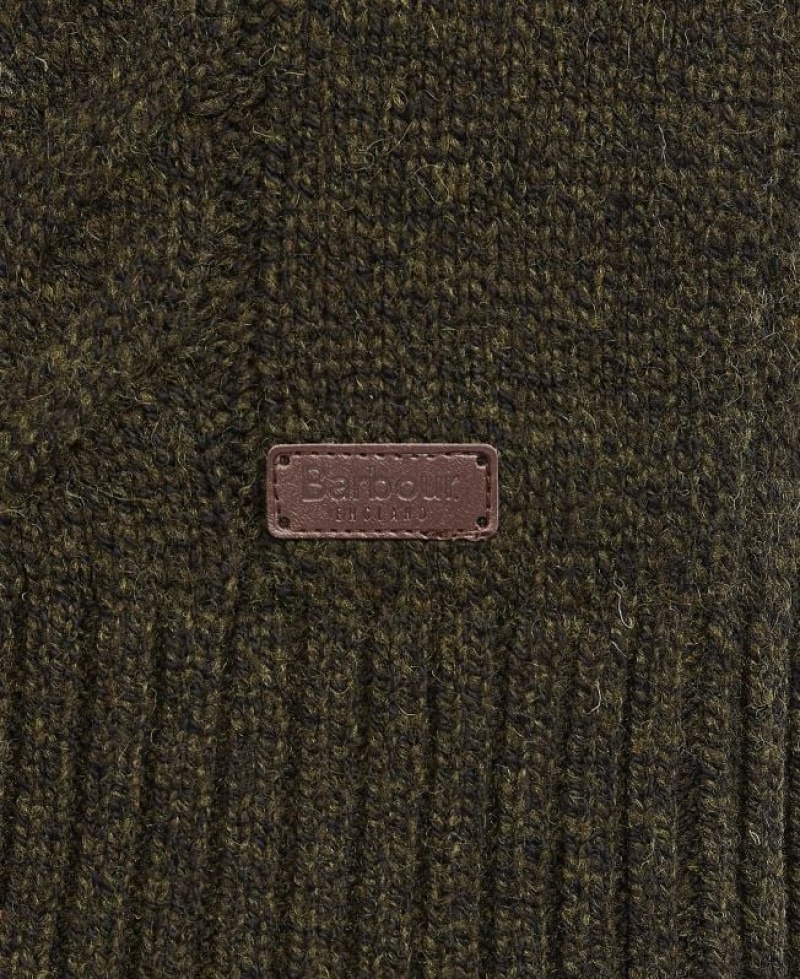 Olive Men Barbour Essential Cable Knit Sweater | US-6934IDGOL