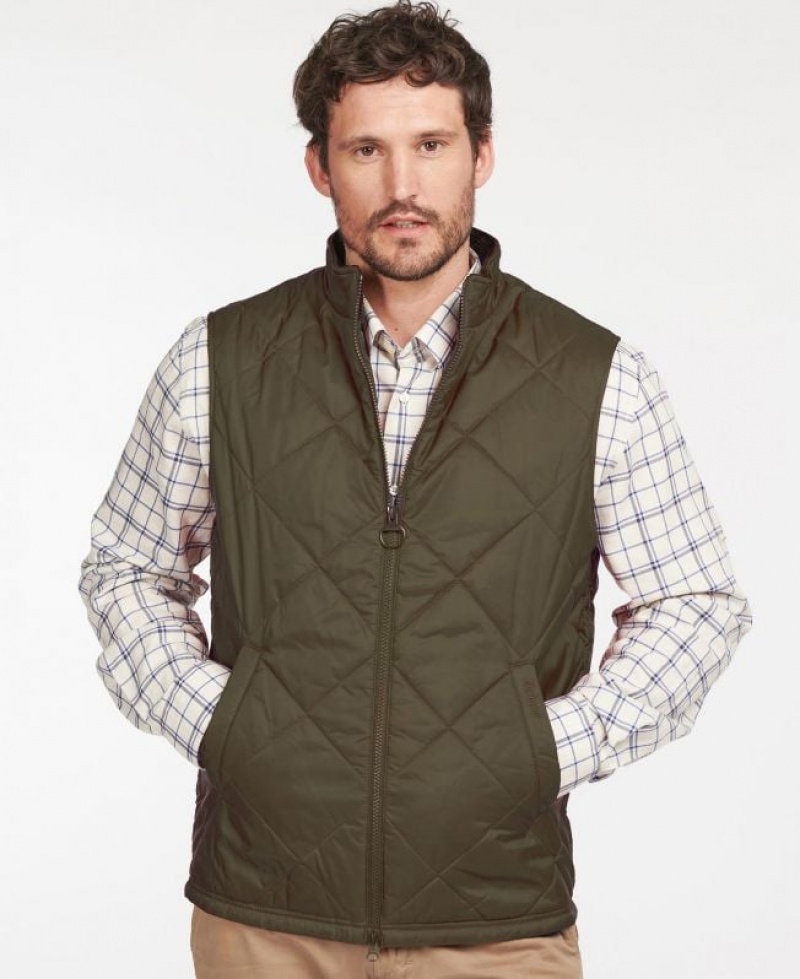 Olive Men Barbour Finn Vest | US-3469UWCOM