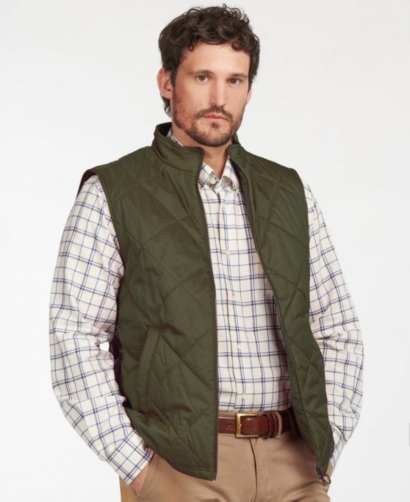 Olive Men Barbour Finn Vest | US-3469UWCOM