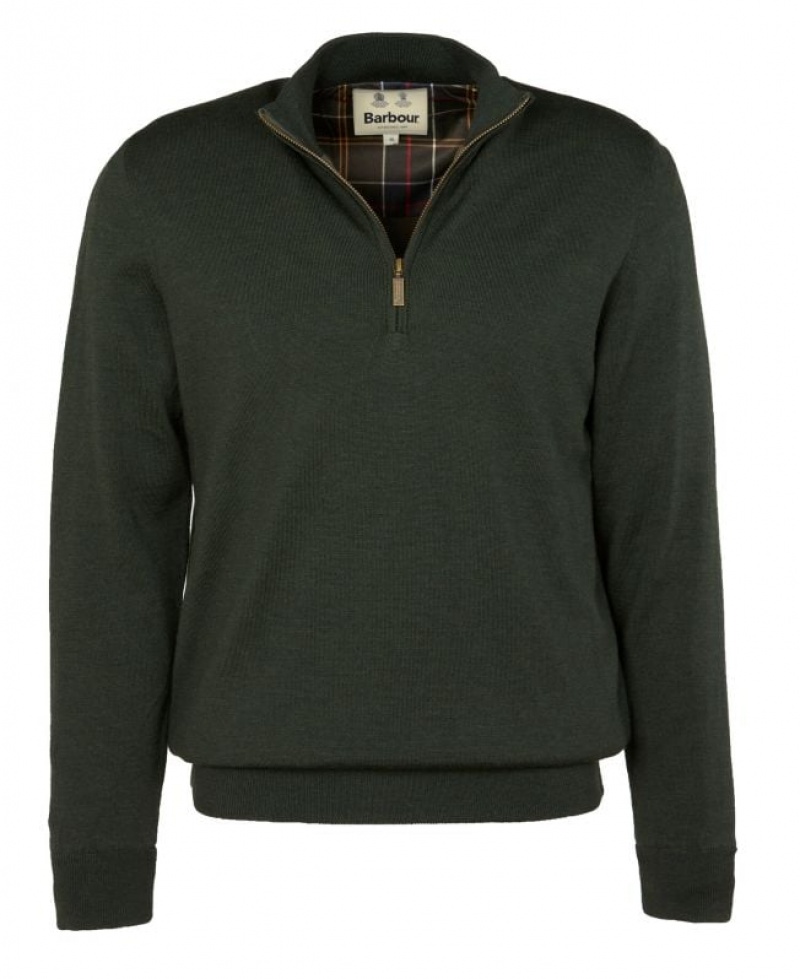 Olive Men Barbour Gamlan Half Zip Sweater | US-6297PTORH