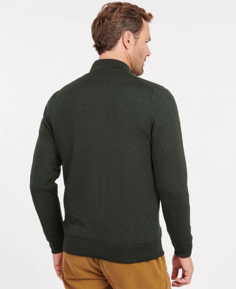 Olive Men Barbour Gamlan Half Zip Sweater | US-6297PTORH