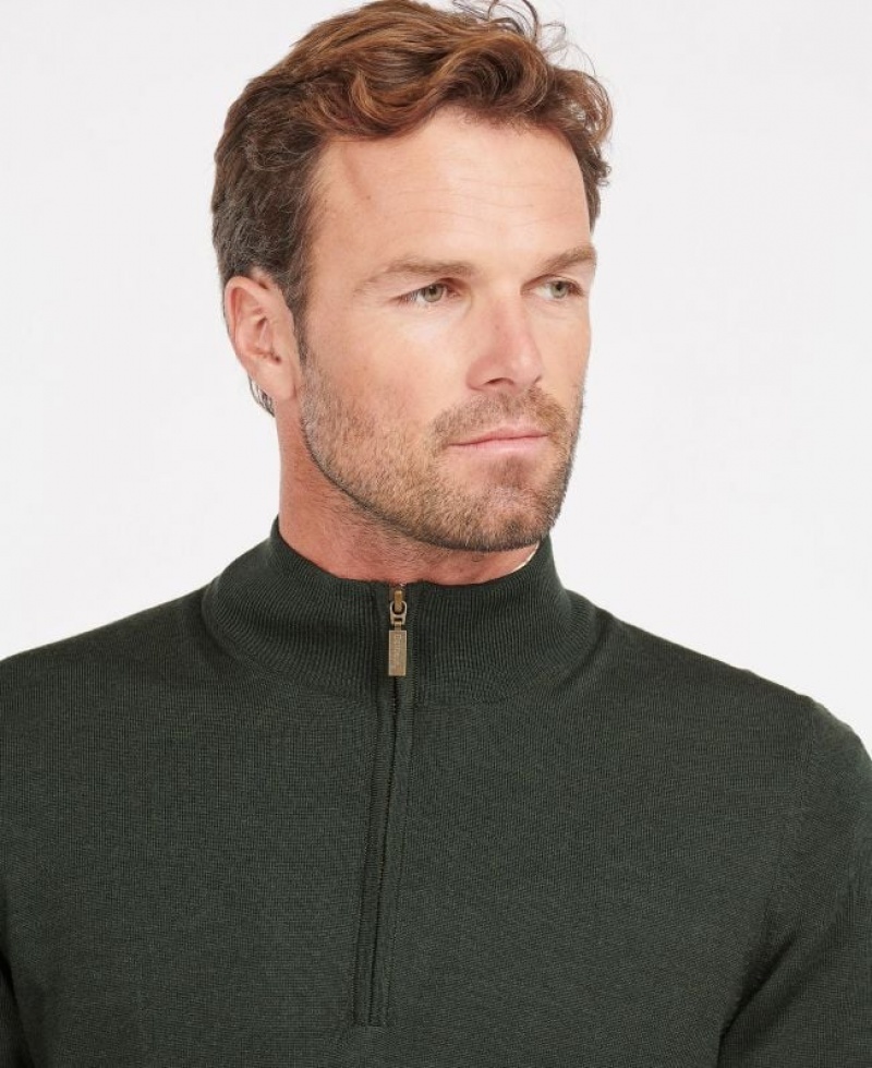 Olive Men Barbour Gamlan Half Zip Sweater | US-6297PTORH