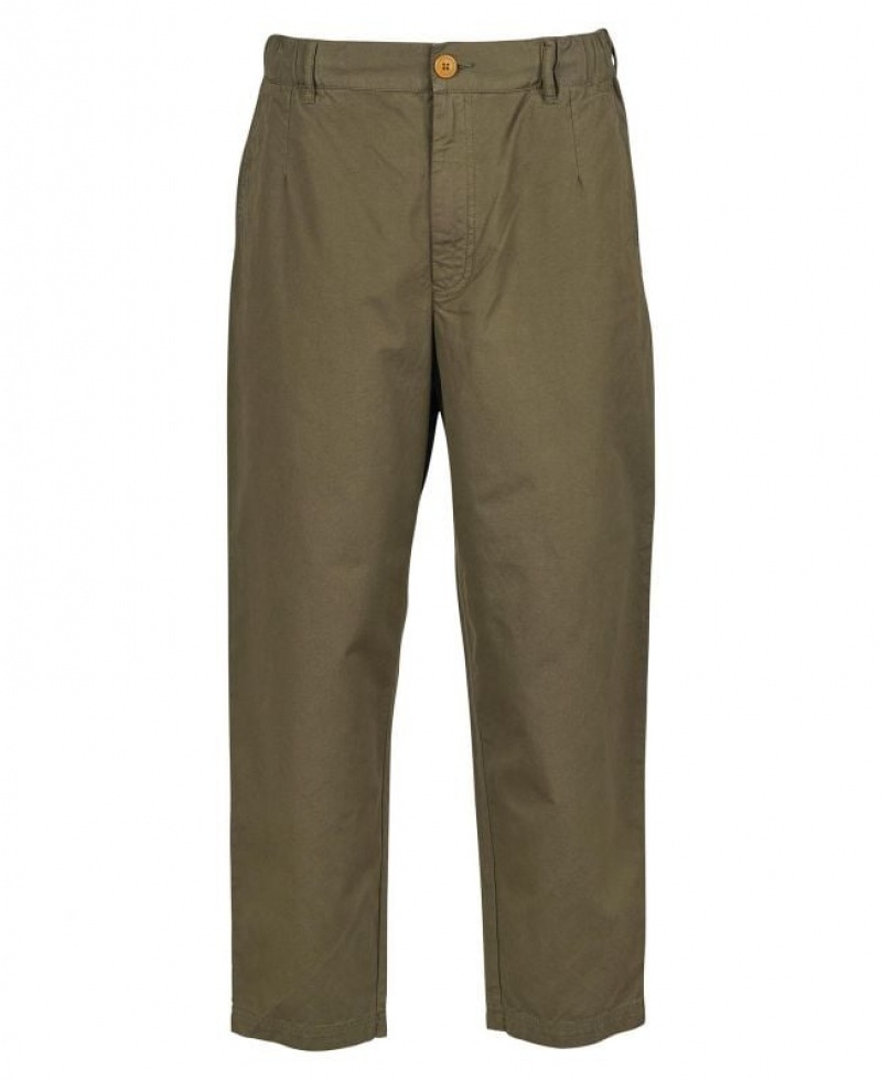 Olive Men Barbour Hose Highgate Twill Pants | US-8975IBZMV