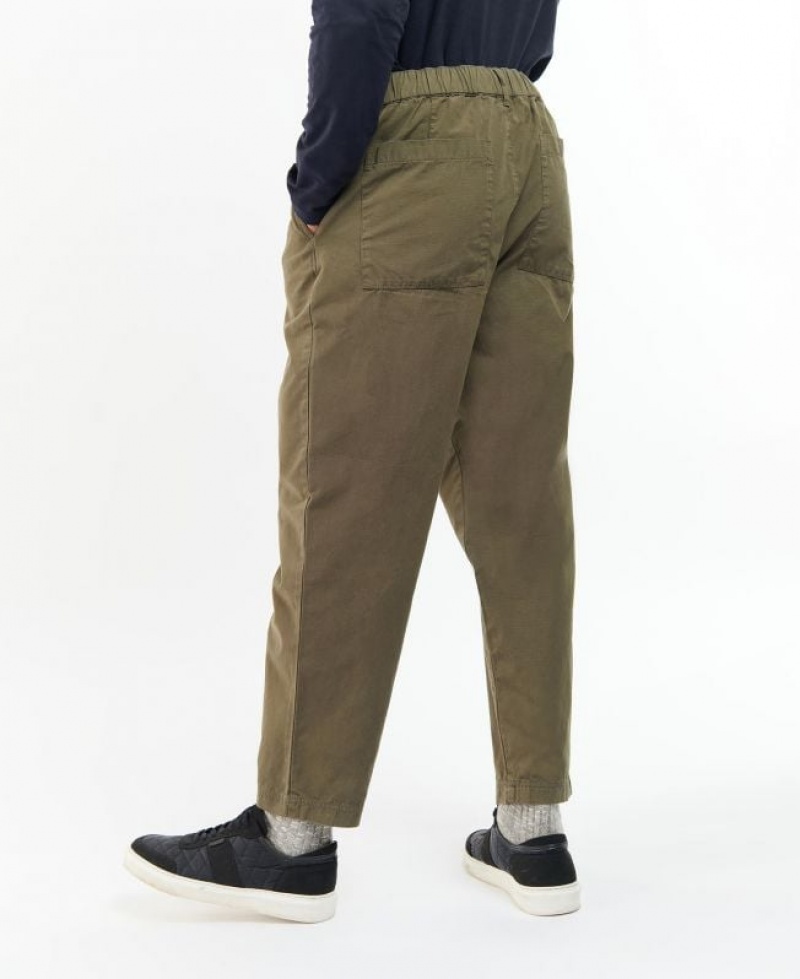 Olive Men Barbour Hose Highgate Twill Pants | US-8975IBZMV