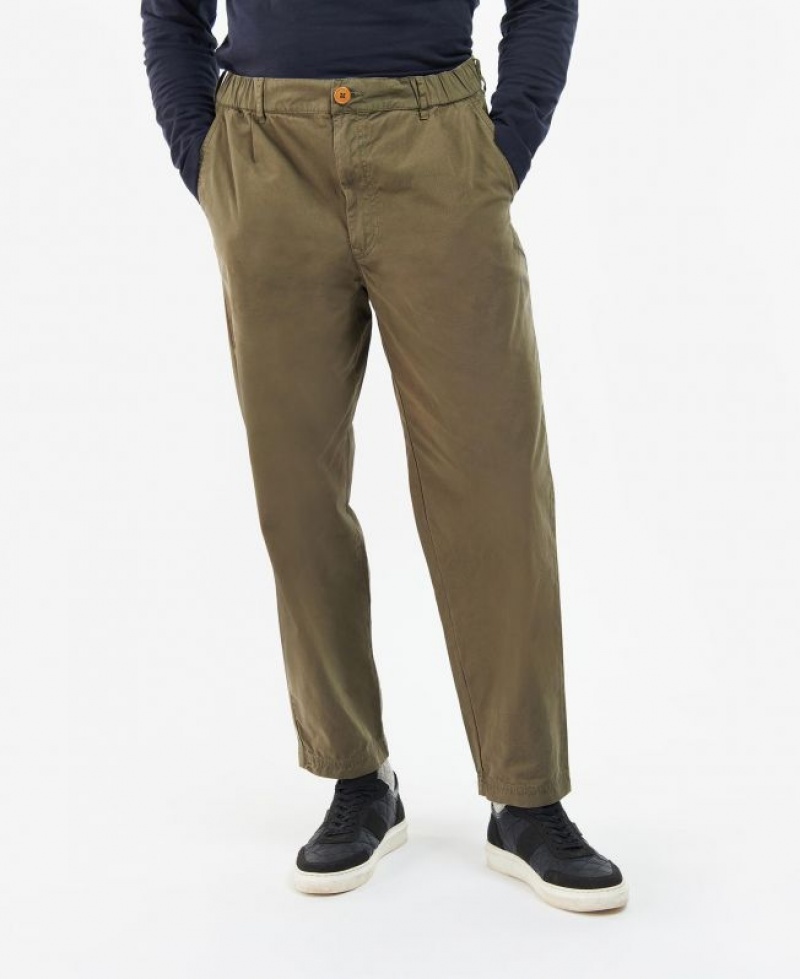 Olive Men Barbour Hose Highgate Twill Pants | US-8975IBZMV