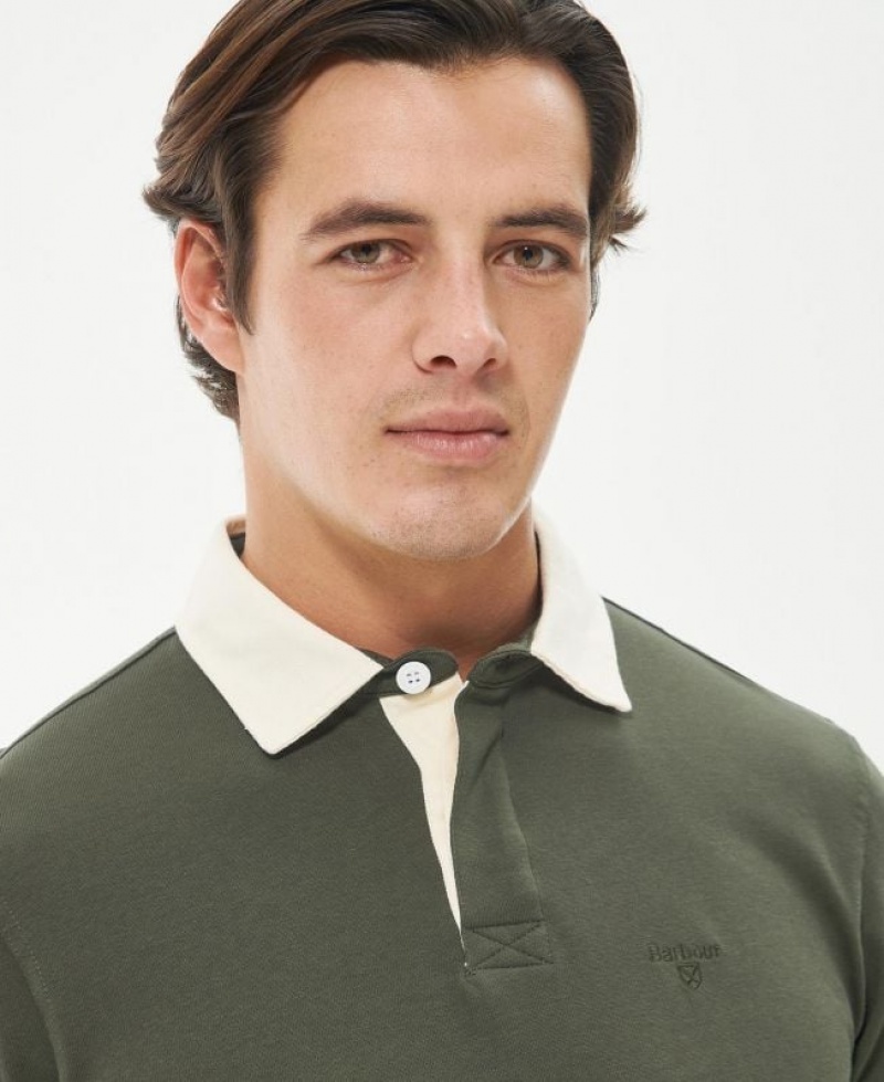 Olive Men Barbour Howtown Rugby Shirts | US-4867HAXNM