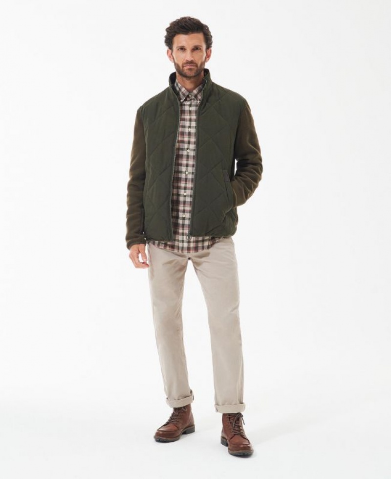 Olive Men Barbour Hybrid Fleece | US-8627NKJLO