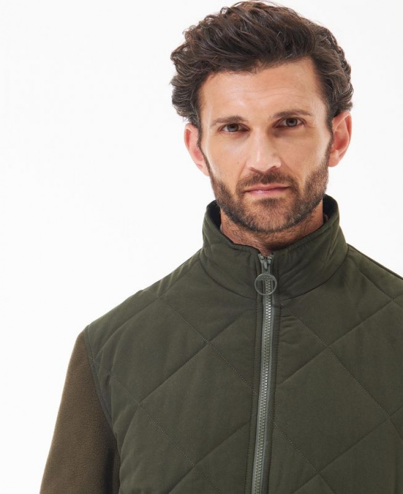 Olive Men Barbour Hybrid Fleece | US-8627NKJLO