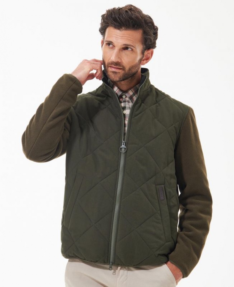 Olive Men Barbour Hybrid Fleece | US-8627NKJLO